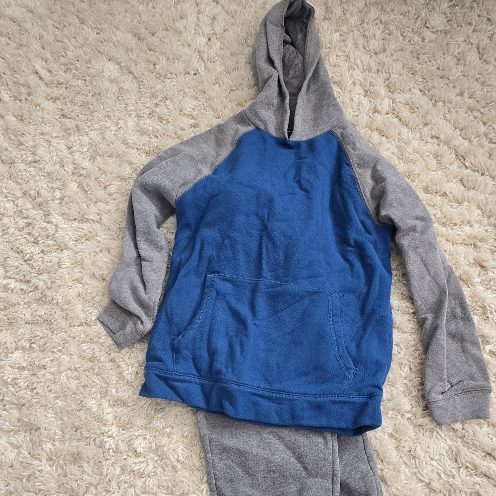 Blue and Gray Hoodie Set